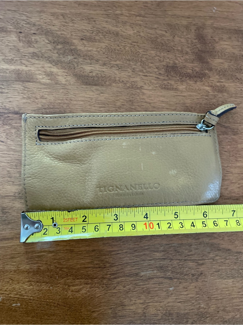 Tignanello Tan Leather Zip Card Wallet
